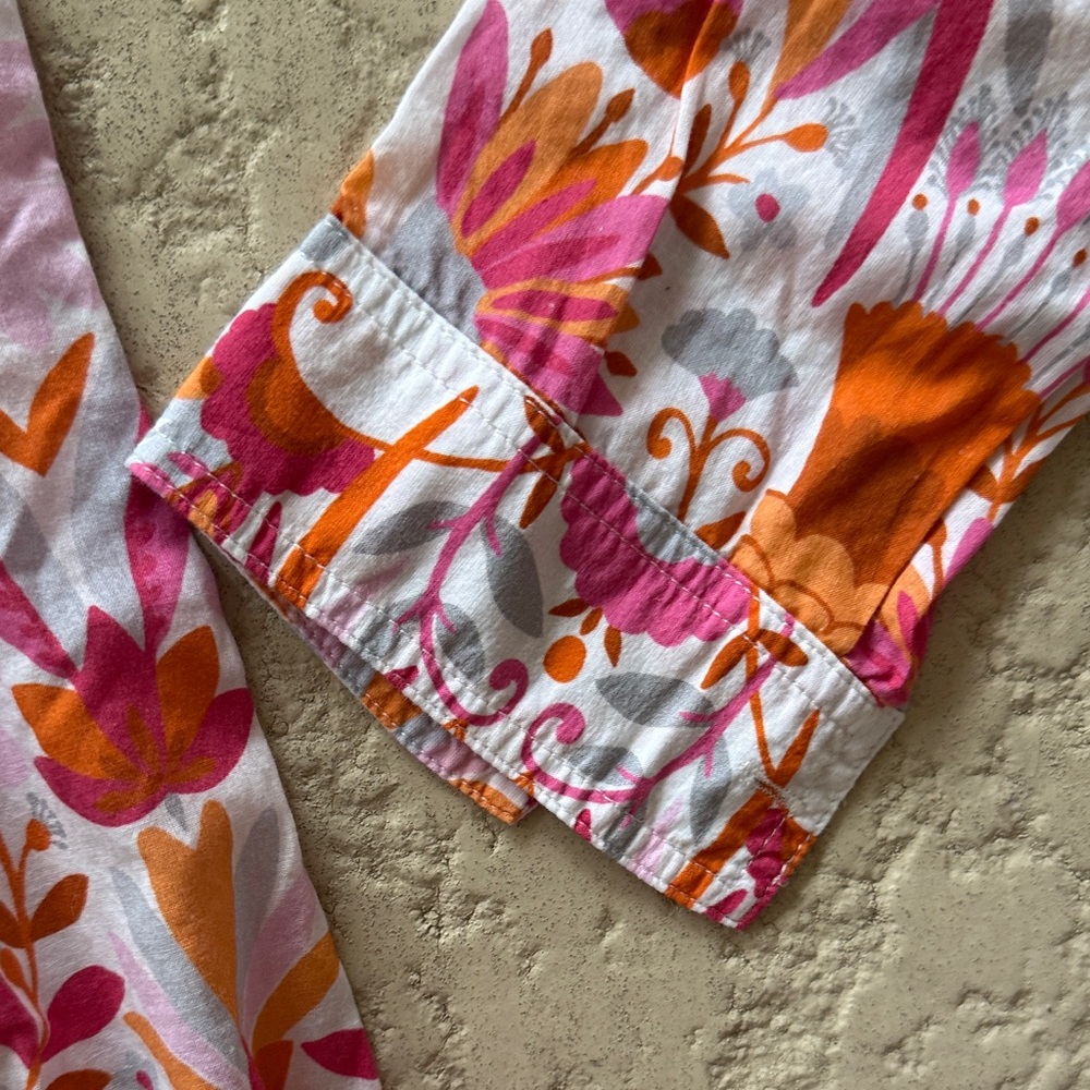 J McLaughlin Vibrant Floral Women's Blouse in Pink and Orange - Picture 3 of 6